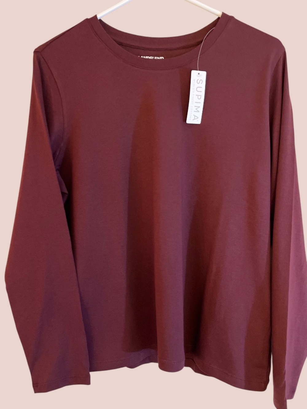 Lands' End Burgundy Supima Cotton Tee Sz MP -- NWT